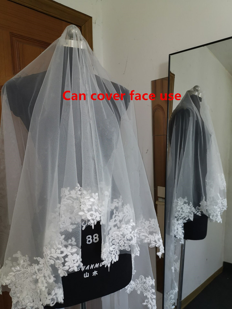 結婚式のためのロングレースベール、くし付きベール、沿岸の付属品、アイボリー、3m、2022、実際の写真