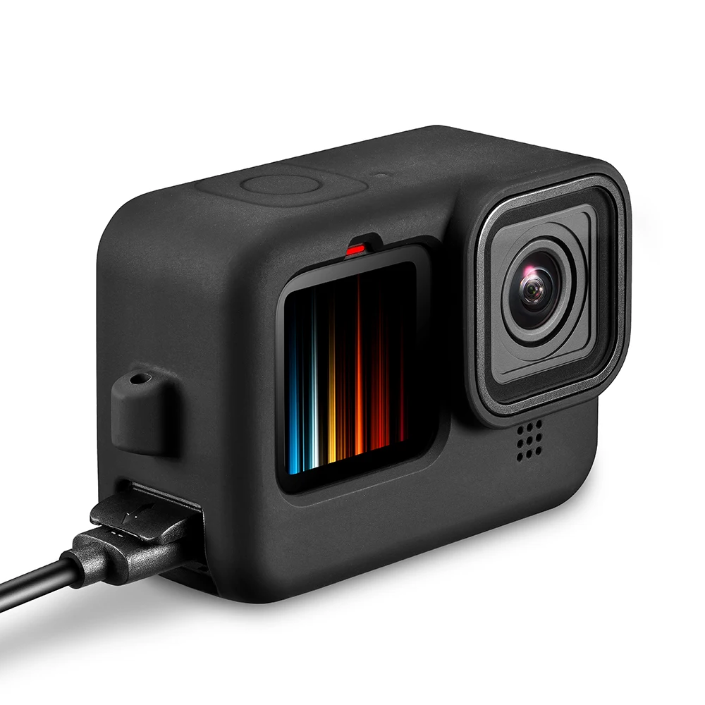 GoPro Hero 12 11 10 9 용 플립 배터리 측면 커버 Go Pro 9 액세서리 용 검정색 탈착식 배터리 도어 뚜껑 충전 케이스 포트