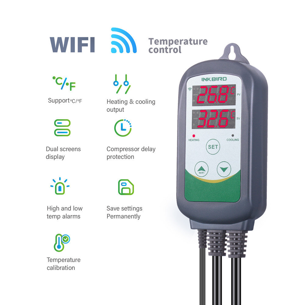 INKBIRD ITC-308 & 308WIFI EU Cắm Bộ Điều Khiển Nhiệt Độ Kỹ Thuật Số Bình Giữ Nhiệt Ổn Dual Rơ Le Làm Nóng & Lạnh Homebrewing