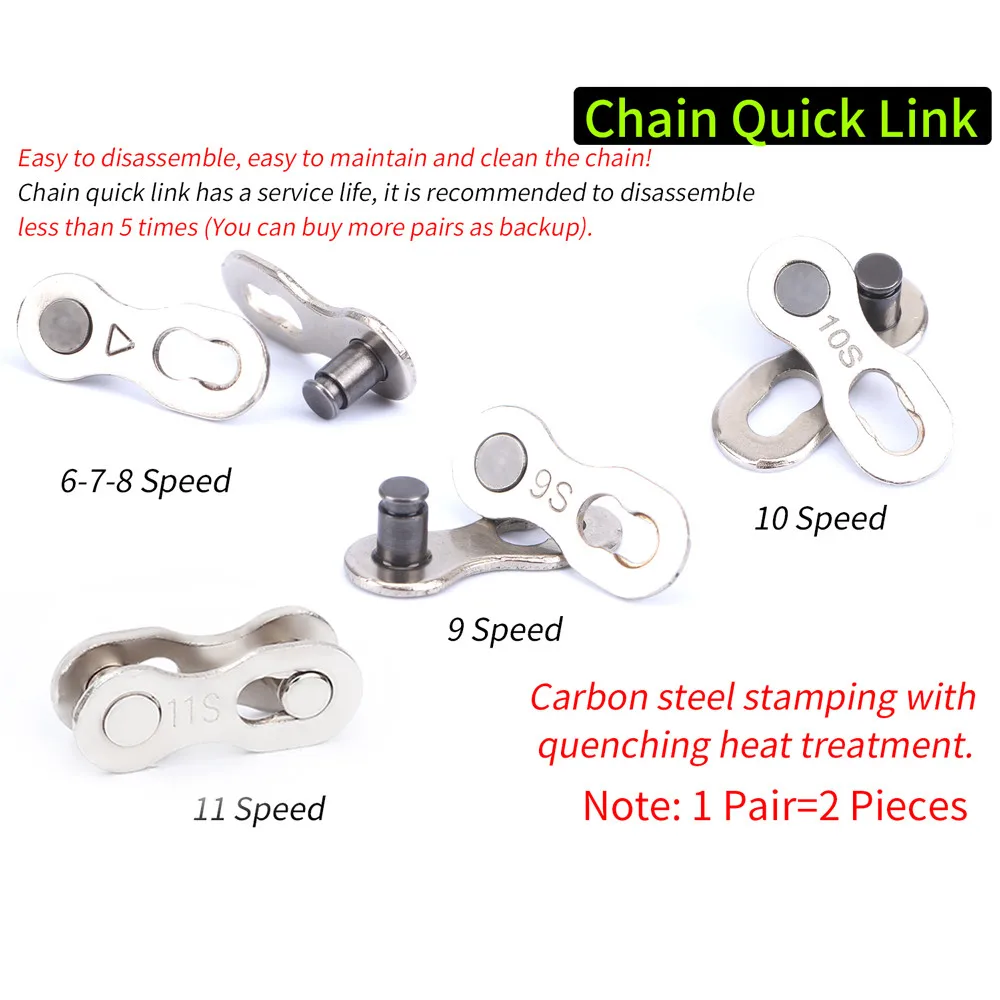 5 Đôi Dây Xích Xe Đạp Nhanh Chóng Liên Kết Nối Khớp Magic Nút Đường Núi Xích Xe Đạp Mất Tích Liên Kết Cho 6/7/8/ 9 10 11 12 Tốc Độ