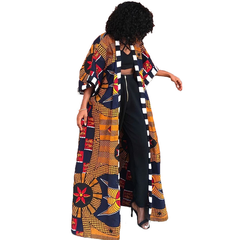 Vêtements africains Dashiki pour femmes, chemise longue imprimée, cardigan, manteau, robe, automne, hiver, 2021