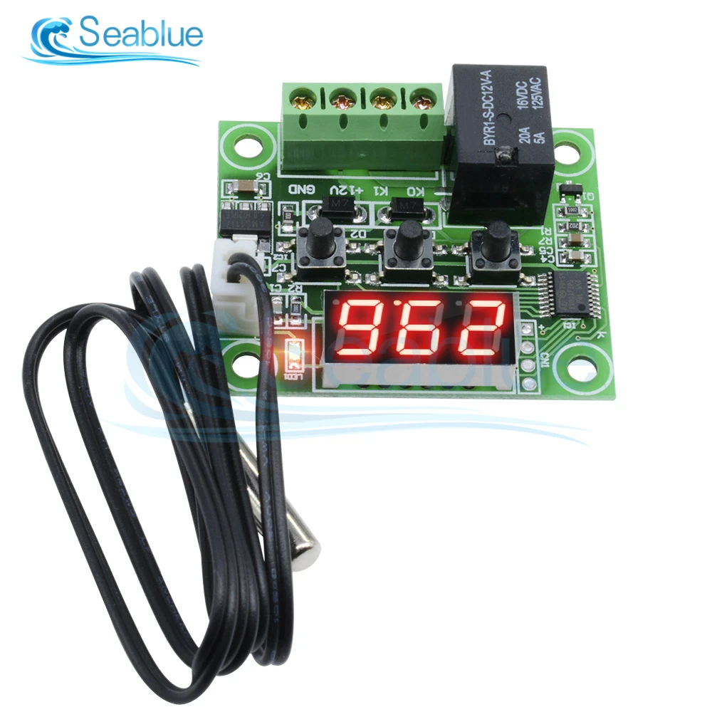 DC 5V 12V 24V AC 110-220V W1209 LED termostato Digital controlador de temperatura termómetro módulo de interruptor Sensor NTC impermeable