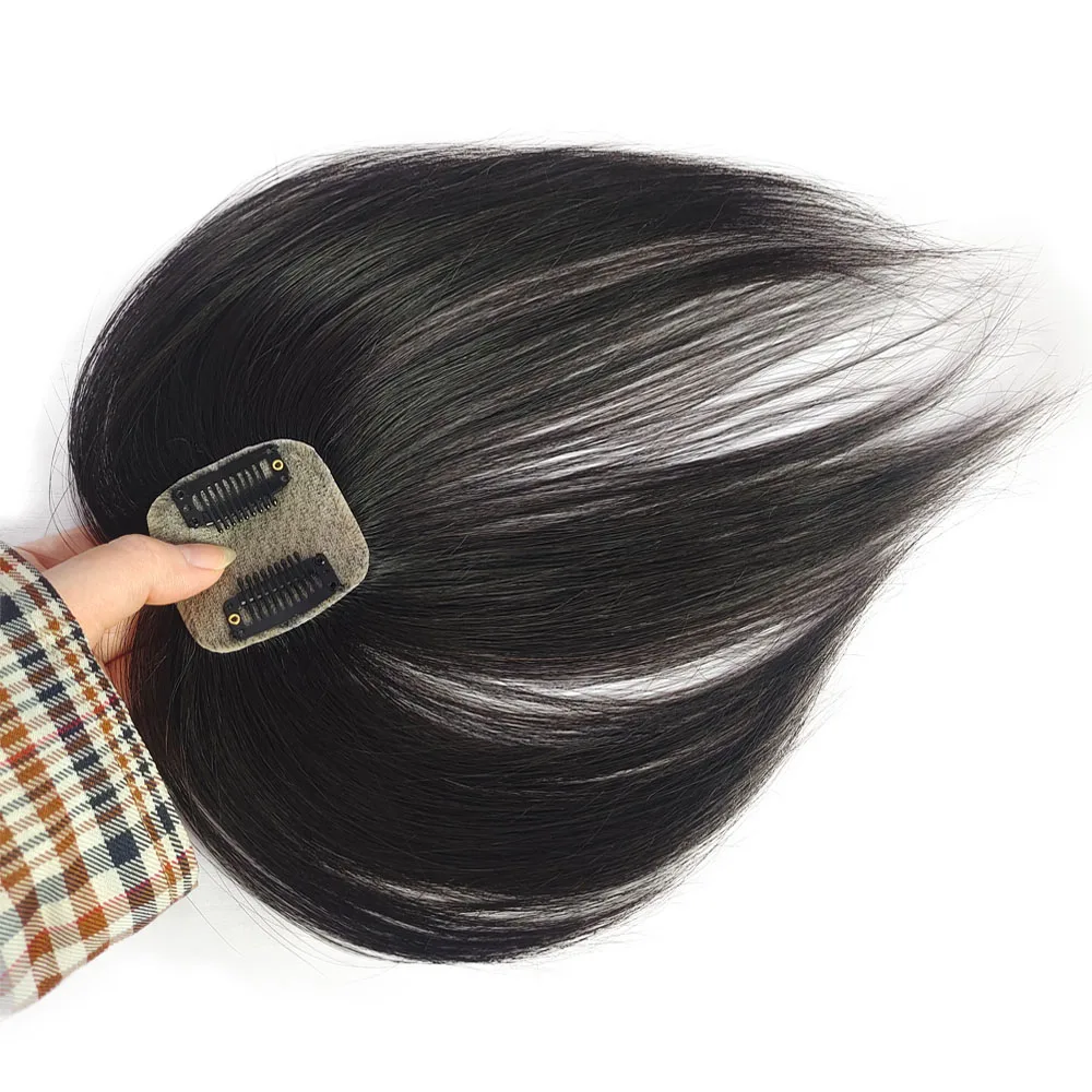 5X8CM Lụa Căn Cứ Trinh Nữ Tóc Mini Topper Nữ Toupee Với 2 Kẹp Tự Nhiên Da Đầu Da Một Phần Đầu Để Che Giấu balo Hoặc Tóc Trắng