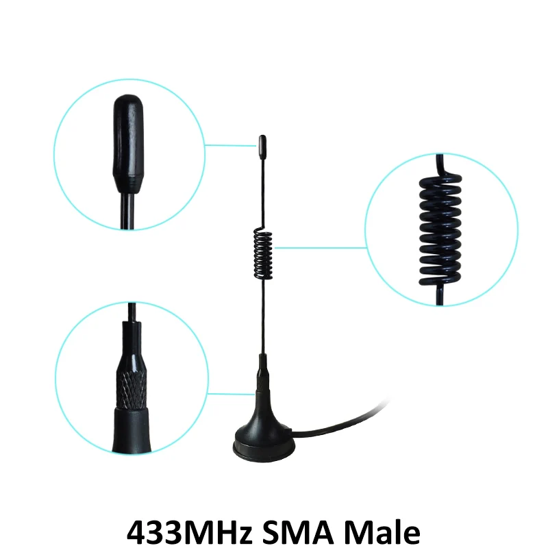 GWS 433 MHz Antenne 2P 5 dB SMA Stecker Buchse mit Magnetfuß IOT Amateurfunk Signalverstärker Drahtloser Repeater 3 m Kabel