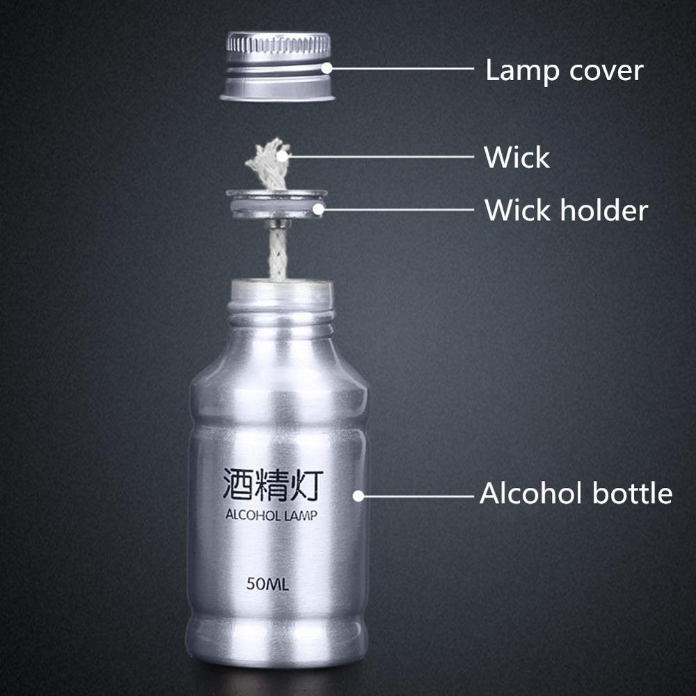 50ML เคมีแอลกอฮอล์ Burner โคมไฟอลูมิเนียมแบบพกพาโคมไฟแอลกอฮอล์15ซม.Wick Laborotary ความร้อนอุปกรณ์อุปกรณ์การสอน