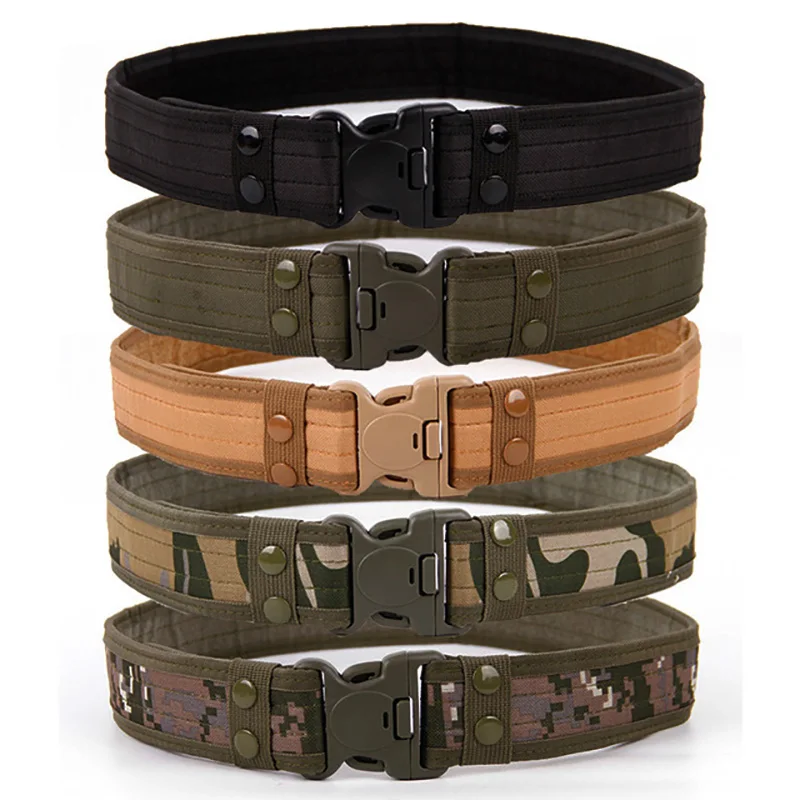 Cinturón táctico de liberación rápida, nuevos cinturones de combate de estilo militar, cinturones de lona a la moda para hombre, camuflaje de caza al aire libre de 130cm