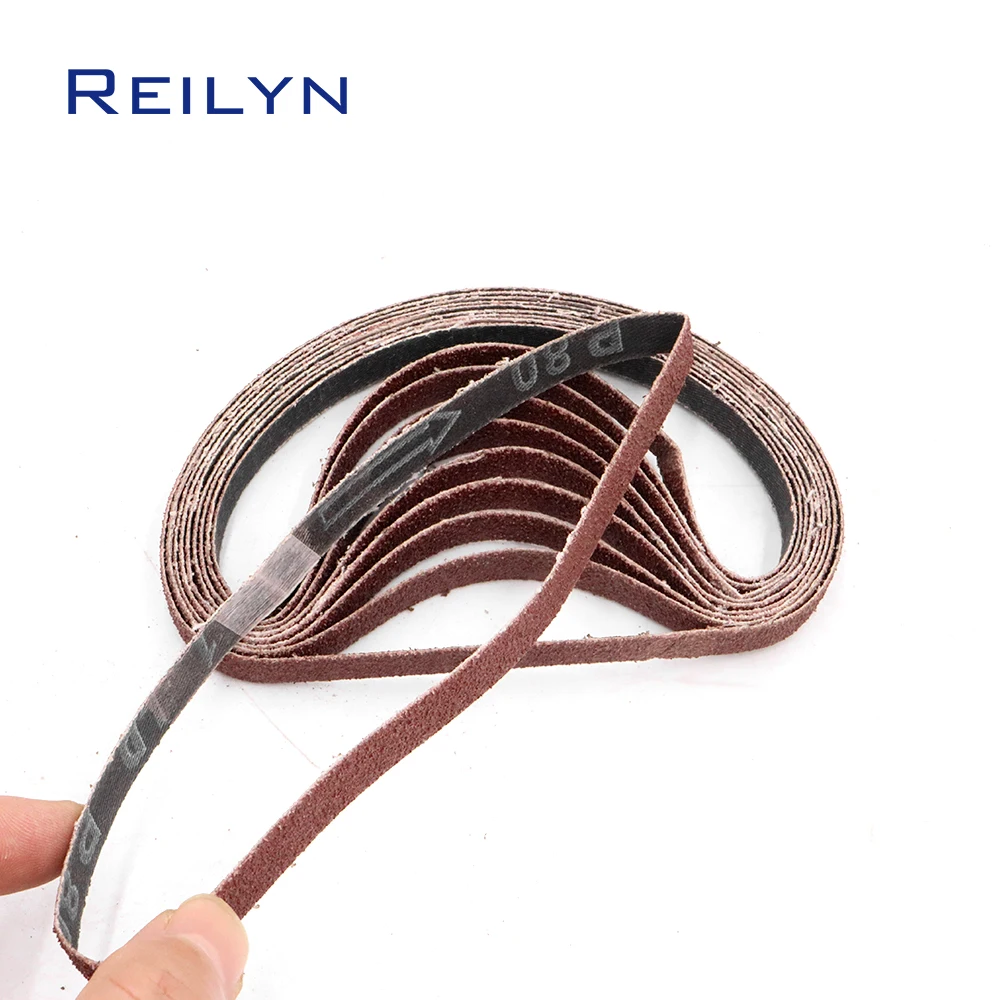 Cát Dây 10 Chiếc 330X10Mm Cát Giấy Đánh Bóng Dây Băng Chà Nhám Nhám Đai Cát Giấy Đánh Bóng Chất Liệu