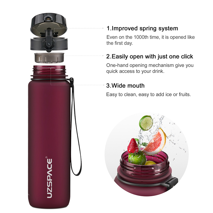 Botella de agua deportiva portátil a prueba de fugas, vaso agitador para viajes al aire libre, gimnasio, Fitness, jarras de plástico Tritan sin BPA, 500/800/1000ml