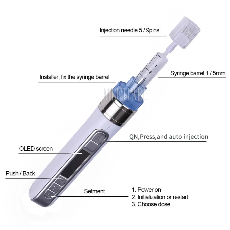 Beauty Salon 3D Smart Water Injection System Mesotherapy Derma Pen Skin Rejuvenation Wrinkle Removal Handheld Meso Injector Gun