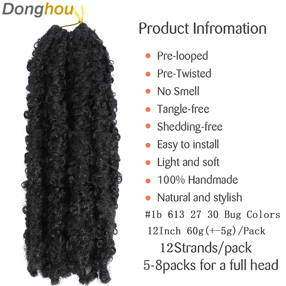 12 Zoll echtes Butterfly Locs Häkelhaar Natur 1B 613 Blonde 30 27 Bug synthetisches Ombre Butterfly Distressed Locs Häkelhaar