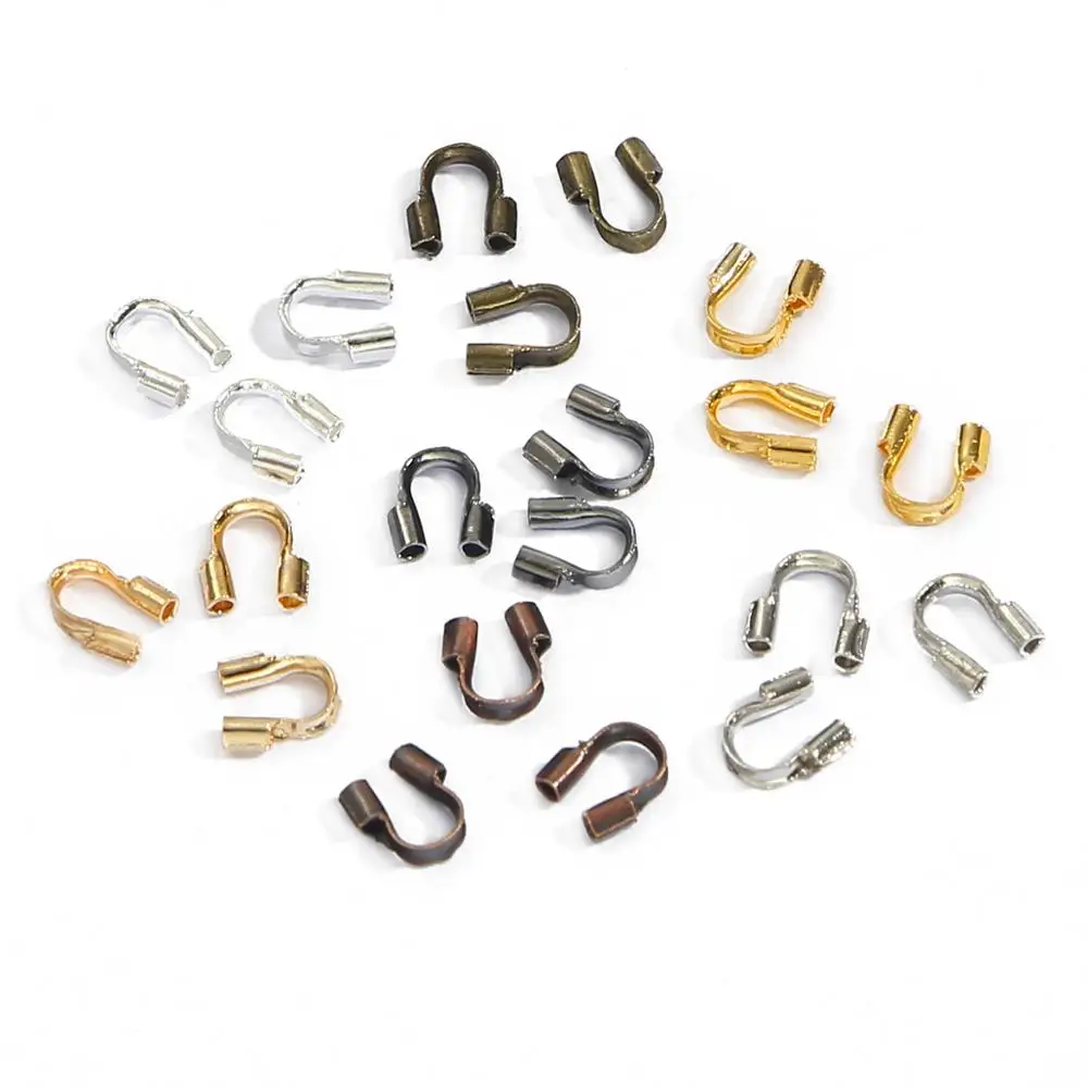 Cierres en forma de U de 4x4mm, protectores de cable, accesorios de hebilla de protección para fabricación de joyas DIY, 100 unidades por lote