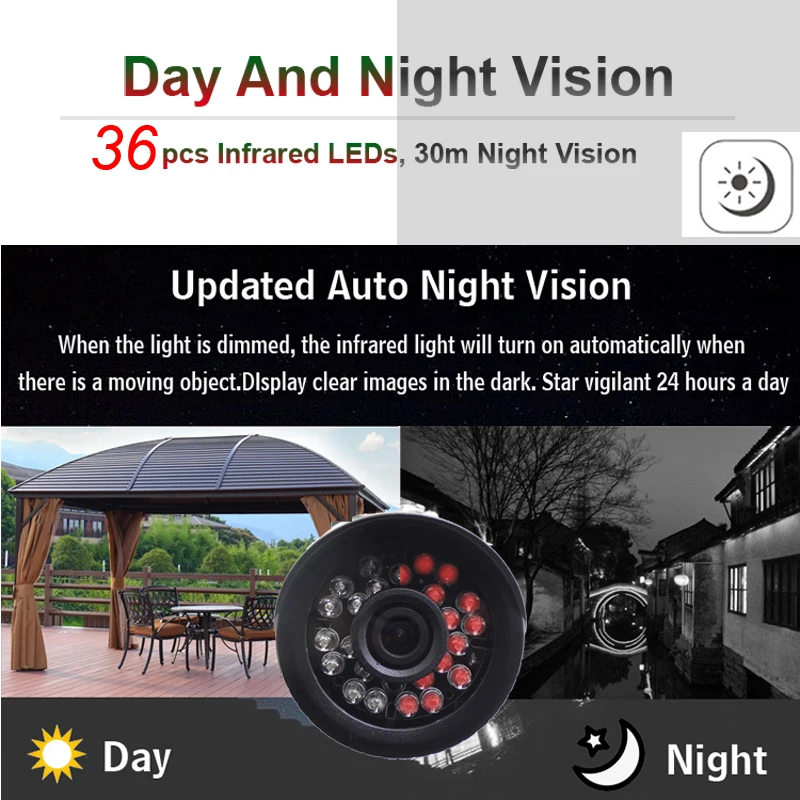 JIENUO AHD Telecamera di Sorveglianza di Sicurezza 720P 1080P 4MP 5MP Analogico A Infrarossi Visione Notturna CCTV Esterna Impermeabile 2mp Hd Casa Cam
