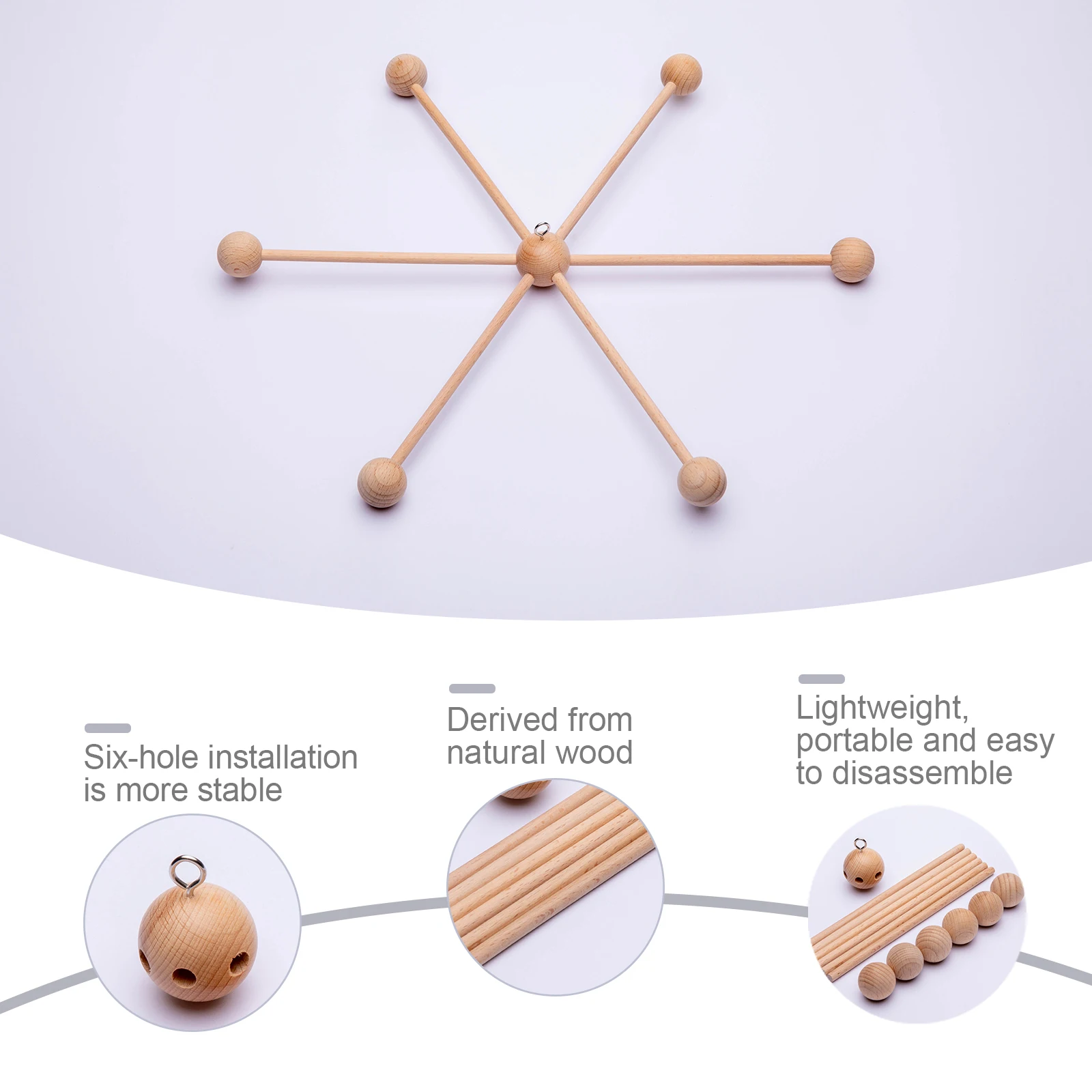 Cắn Cắn 1 Bé Bằng Gỗ Móc Treo Di Động Cũi Móc Treo Khung Giường Chuông Cho Bé Sơ Sinh Thủ Công DIY Phụ Kiện Đồ Chơi Cho Bé bộ Đồ Chơi Trẻ Em Hàng