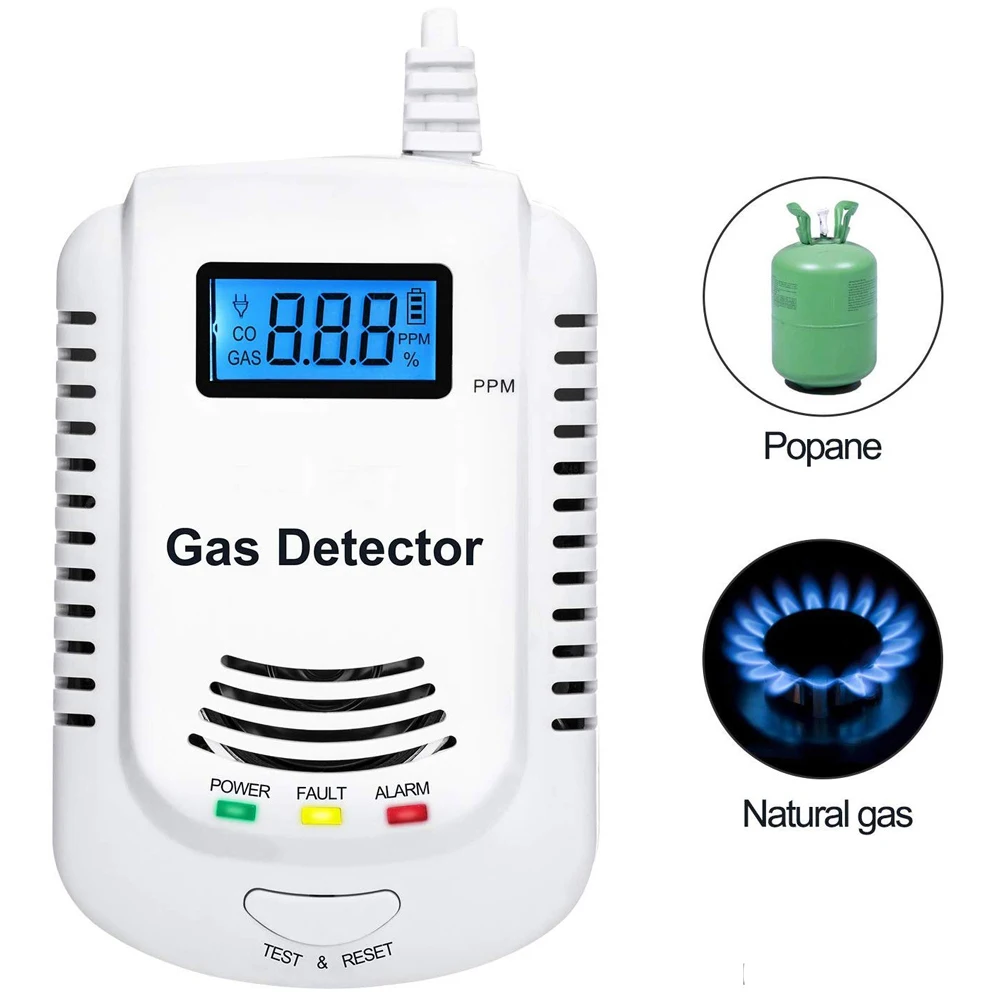 Độc Lập Co Máy, Máy Dò Báo Ga Cảm Biến Khí Mêtan Propane, Thiết Bị Báo Rò Rỉ Gas, phích Cắm EU LCD An Ninh