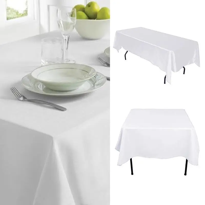Mantel de Color blanco para Hotel, mesa de centro para banquete, boda, fiesta, Color puro, rectangular, brillante, 1 ud mantel blanco.