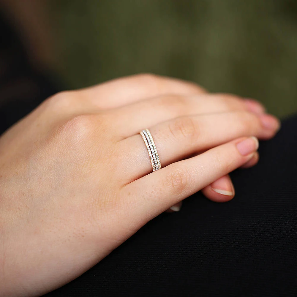 Tiny อ่อน Micro Pave Zircon แหวนอินเทรนด์ Chic คริสตัลเดททุกวันผู้หญิงแหวนแฟชั่นเครื่องประดับของขวัญ r133