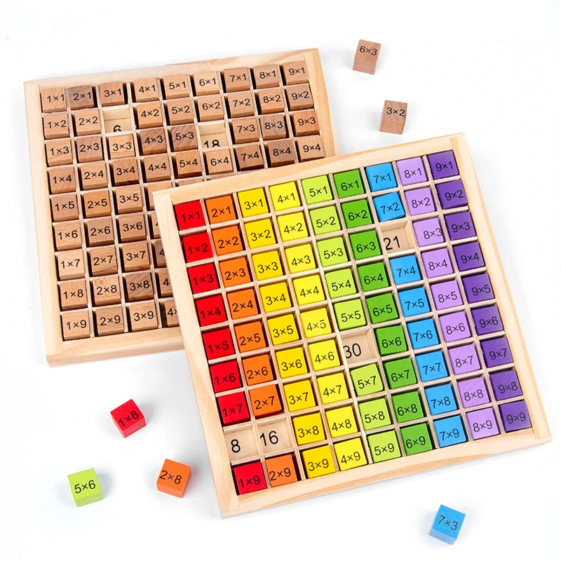 Montessori aprendizagem brinquedos educativos 99 tabela de multiplicação matemática aritmética auxiliares de ensino pré-escolar brinquedos de madeira para crianças