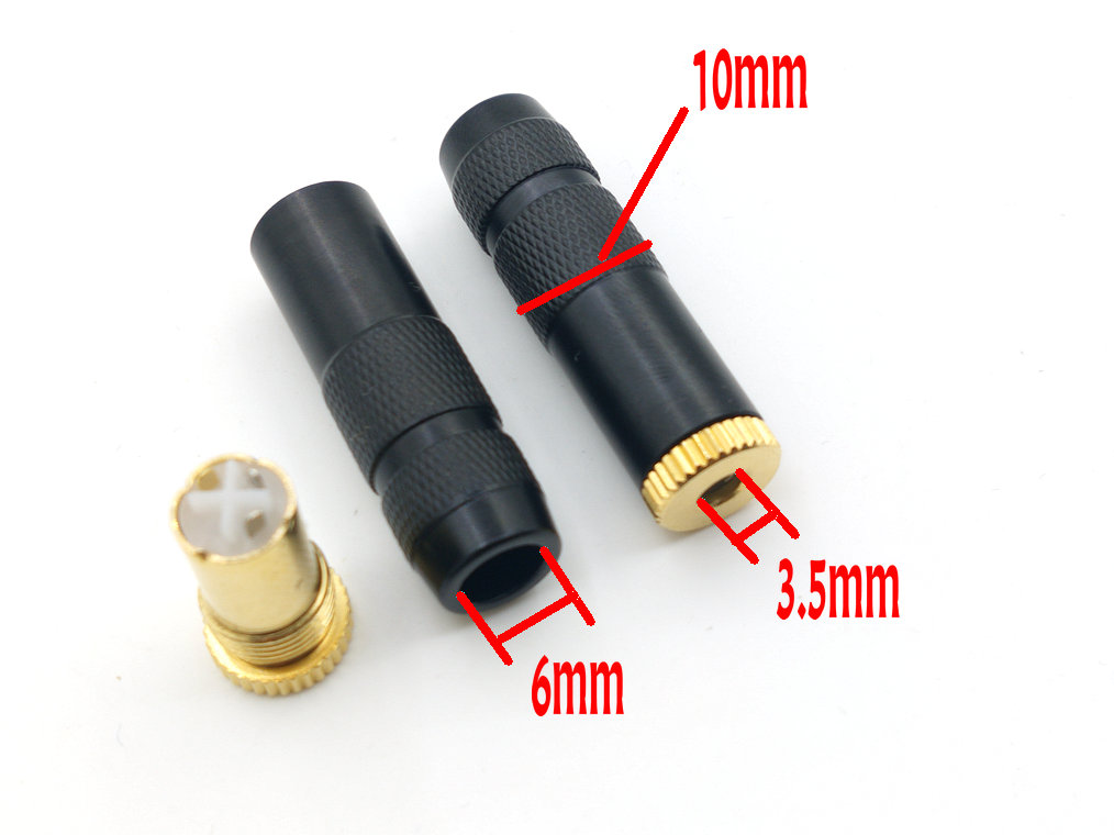 2 Buah Tembaga 3.5Mm 3 Tiang Perempuan/3.5Mm 4 Tiang Perempuan Inline Soket Adaptor Solder