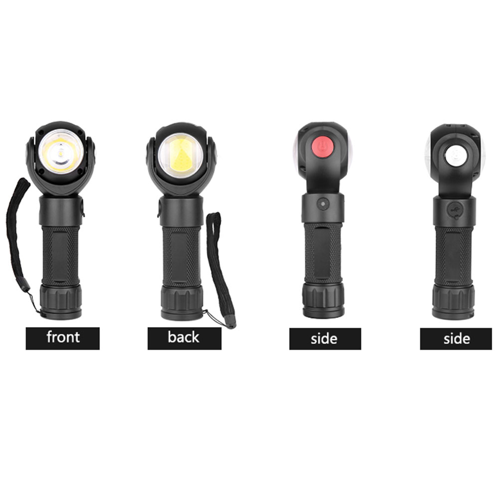 Senter Led Portabel Lampu Putar 360 Derajat XPE + Senter COB USB Lampu Kerja Magnet Isi Ulang Lentera Berkemah Luar Ruangan