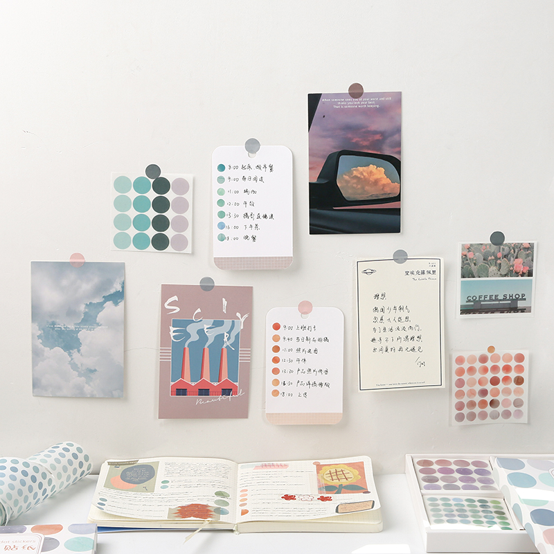 100แผ่นสีน้ำ Polka Dot สติกเกอร์ Bullet Journaling อุปกรณ์เสริมสมุดภาพ DIY ป้ายแท็กกระดาษ Washi สติกเกอร์ชุดเครื่องเขียน