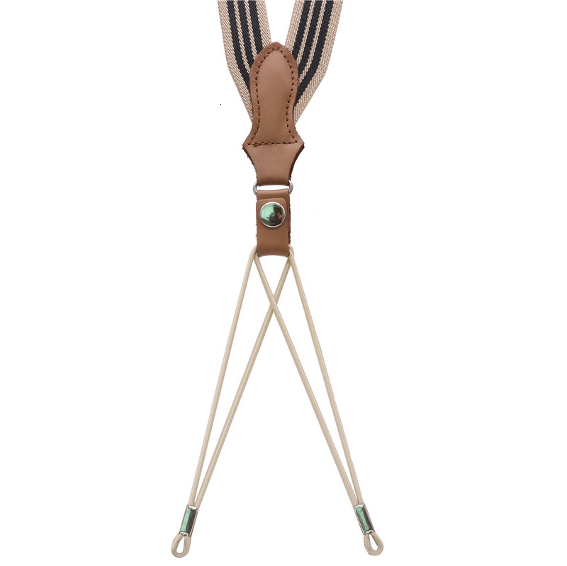 Tirantes de cuero de vaca de primera capa para adulto, correa elástica ajustable con 6 botones y agujeros, Unisex