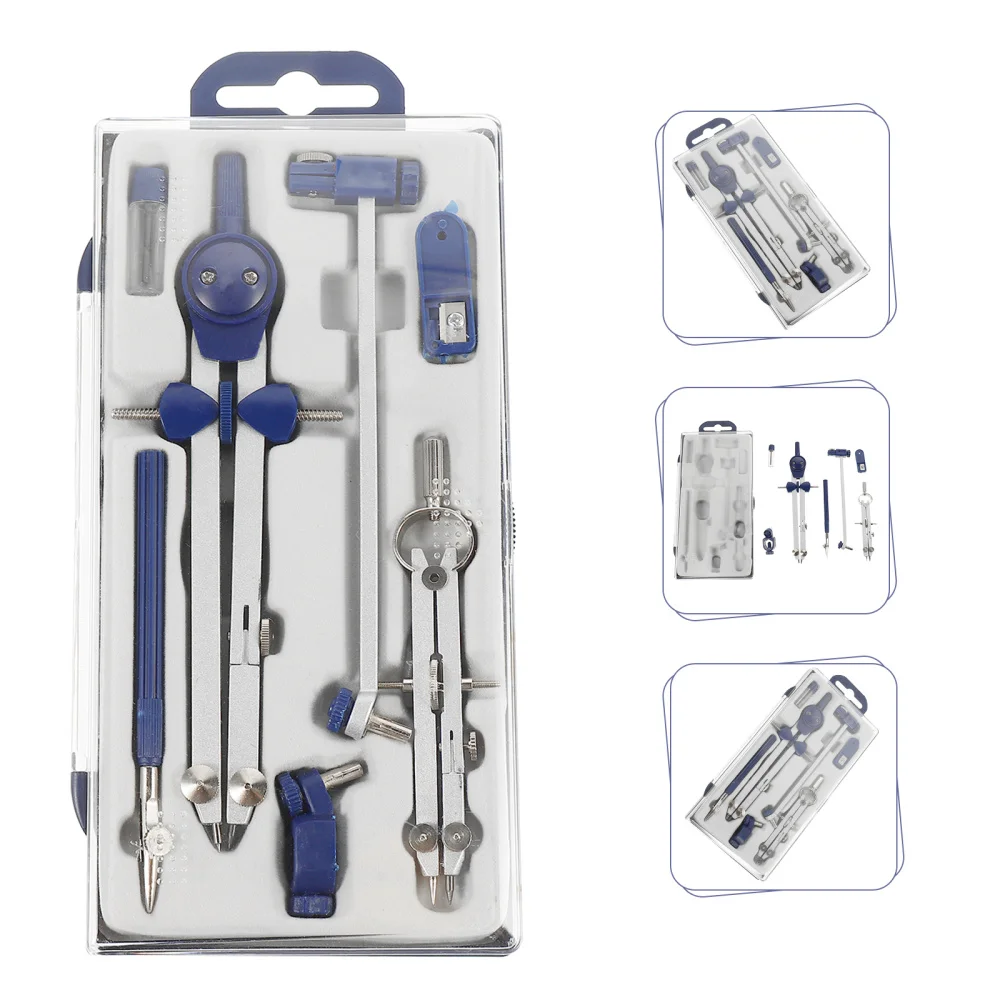 1 Bộ 7 Chiếc Chuyên Nghiệp Vẽ La Bàn Thiết Thực Soạn Thảo Tiếp Liệu (Xanh Dương)
