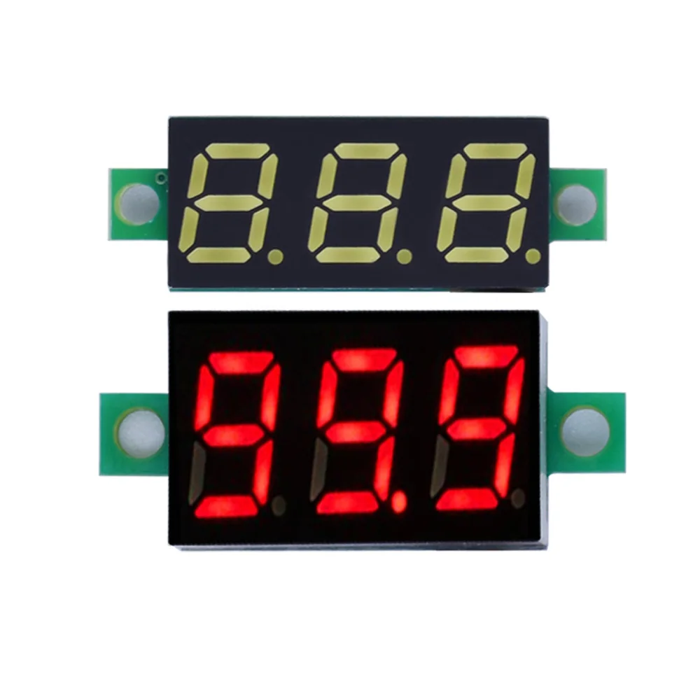 Voltímetro Digital de 0,36 pulgadas y 0,36 ", rojo, verde, azul, CC 0V-100V, tres líneas, medidor de voltaje de 3 dígitos, pantalla LED a Color