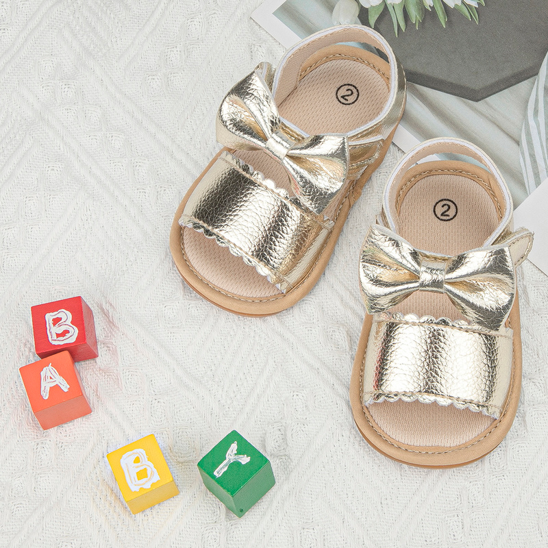 KIDSUN Mùa Hè 2021 Mới Xuất Hiện, Xăng Đan Cho Bé Sơ Sinh Bé Gái Công Chúa Nơ Dễ Thương-Nút Thắt Da Đế Cao Su Phẳng Tập Đi Đầu Tiên xe Tập Đi