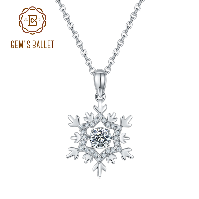 Liontin Berlian Moissanite Kepingan Salju Balet GEM'S 925 Kalung Perhiasan Perak Murni Wanita dengan Pengaturan Berkelip Moissanite