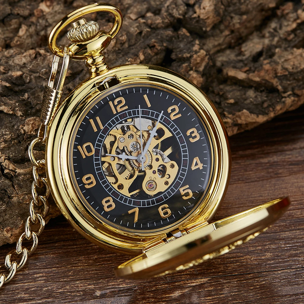 Vàng Mặt Dây Chuyền Đồng Hồ Bỏ Túi Tinh Tế Rỗng Cơ Tay-Cuộn Dây Đồng Hồ Fob Dây Chuyền Vòng Cổ Đồng Hồ Nam Nữ Tặng