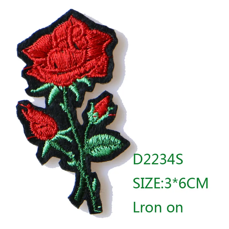 Rose mit Blätter in Liebe Bestickte Eisen auf Patches für Kleidung DIY Streifen Kleidung Patchwork Aufkleber Custom Blumen Abzeichen