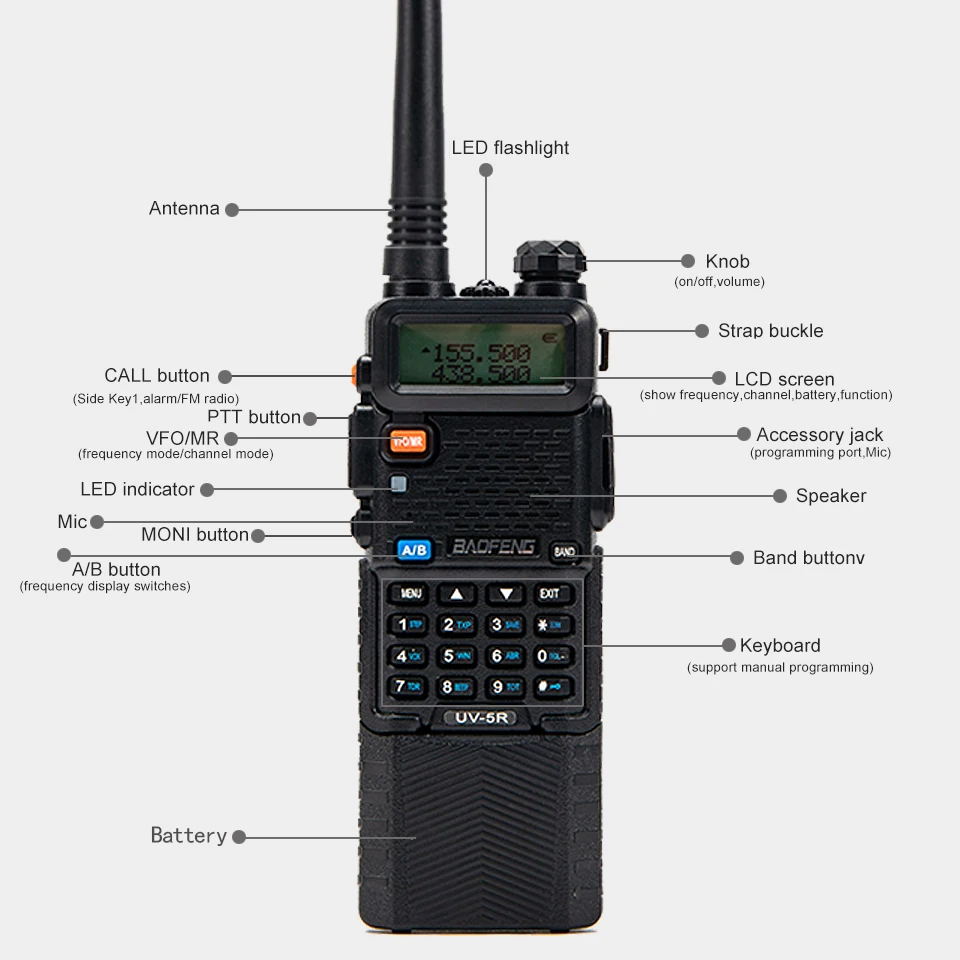Baofeng-walkie-talkie de largo alcance, UV-5R profesional de 5W/10W, opcional, Uv 5r, bidireccional, Radio CB Ham