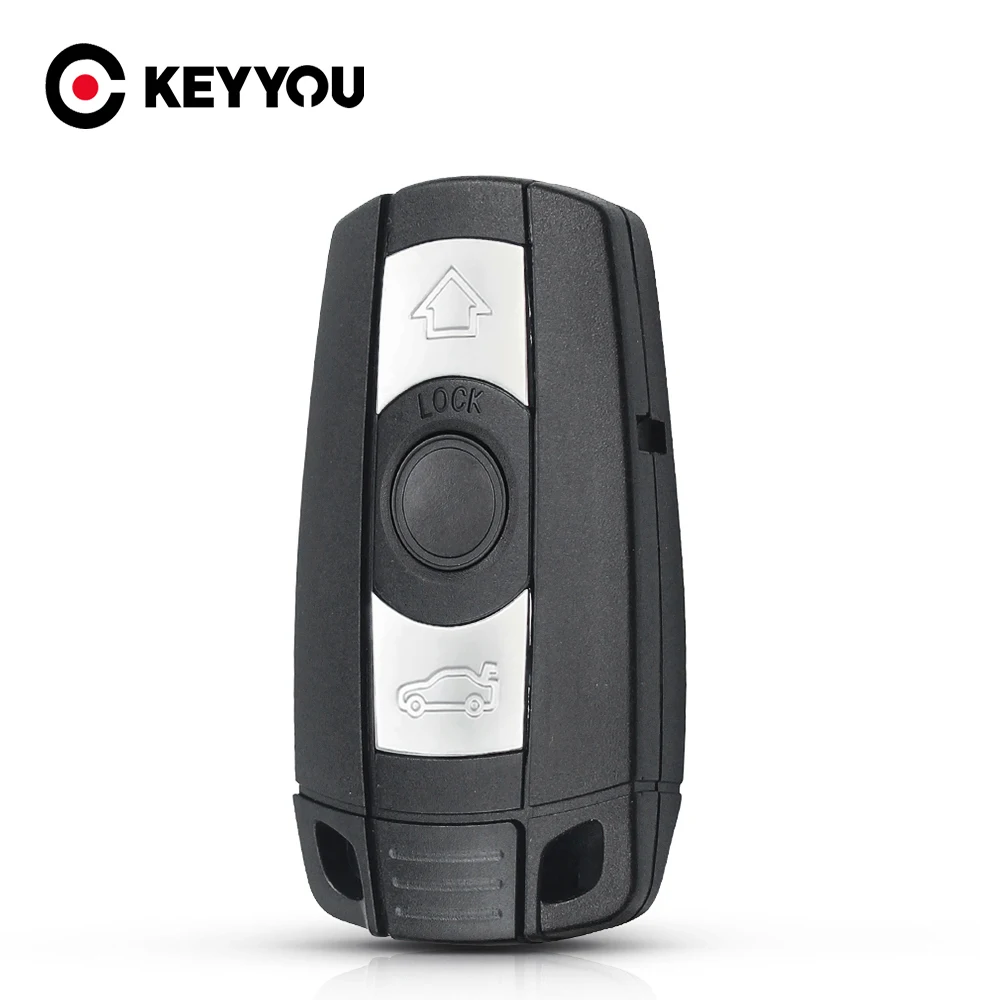 KEYYOU para BMW E61 E90 E82 E70 E71 E87 E88 E89 X5 X6 para 1 3 5 6 Series reemplazar 3 botones con/sin carcasa de llave remota de batería