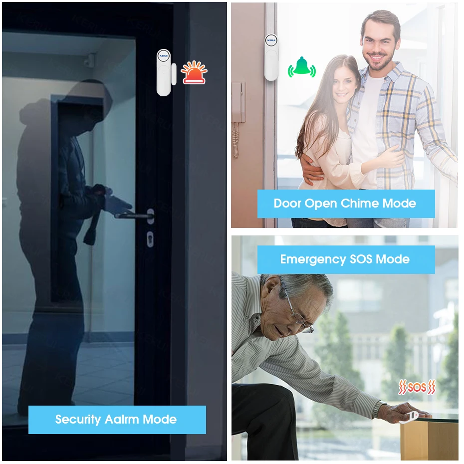 2022 KERUI Cửa Không Dây/Windows Cảm Biến Báo Động 300ft 120dB Chống Trộm Điều Khiển Từ Xa Thông Minh Dành Cho Trẻ Em Tủ An Toàn an Ninh Tại Nhà