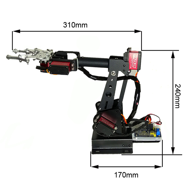 Günstiger zusammengebauter Arduino 6-DOP-Roboterarm mit digitalem Servos-Greifer-Klauenmanipulator für STM32/51 Teaching Robotic Kit