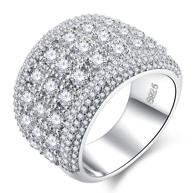 Cincin gaya Eropa Amerika 2025 hati perlapan zirkon delapan panah ramah kulit cincin berkelip wanita