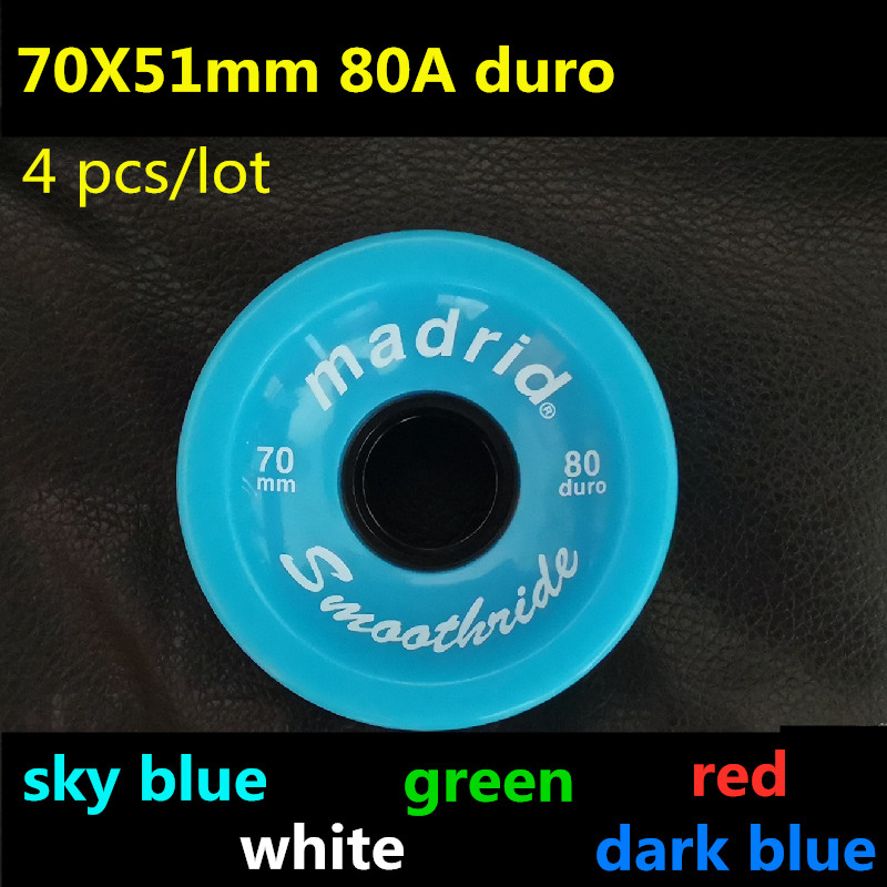 4 pièces 70mm 51mm 80 dur Longboard roue pour 70mm Skateboard pneu 80A Durable élastique PU Ruedas pour route rue Skate Board Rodas