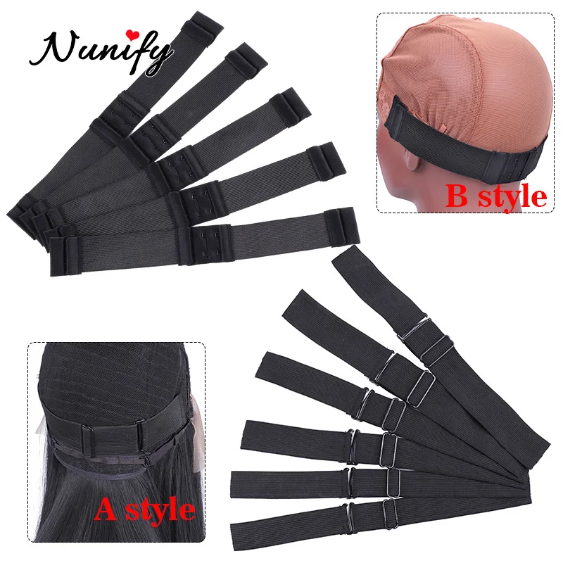 Nunify 5 unids/lote banda elástica ajustable para hacer pelucas accesorios de peluca venta al por mayor banda de peluca de Color negro para redecilla