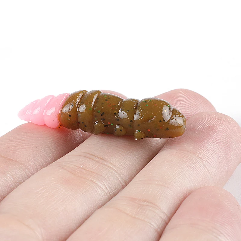 Siêu Lục Địa Nhộng Mềm Mồi Nhựa Mềm Mồi Ấu Trùng 38Mm/18 Chiếc Nổi Nước Ngọt Swimbaits Silicone Mềm Mồi Con Sâu