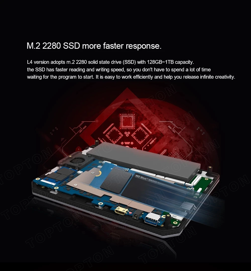 Topton Fanless Mini Pocket Gaming Laptop 7 Inch Touch Screen Intel N4000 12GB DDR4 Ultrabook Notebook 2.0MP Netbook Windows 11