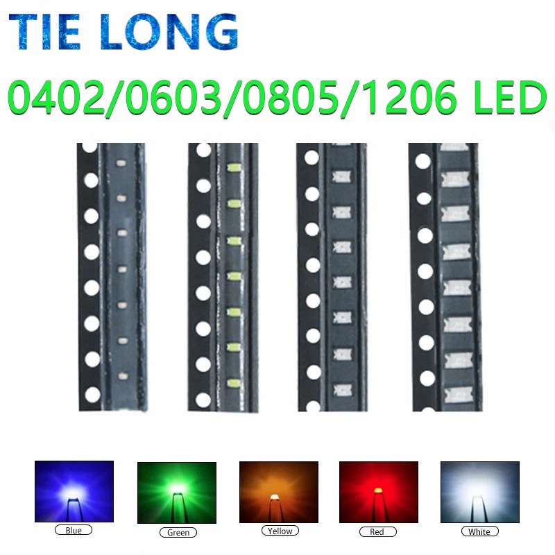 100 stücke 0402 0603 0805 1206 smd led Rot Gelb Grün Weiß Blau Orange licht emittierende diode Wasser Klar LED licht Diode Set