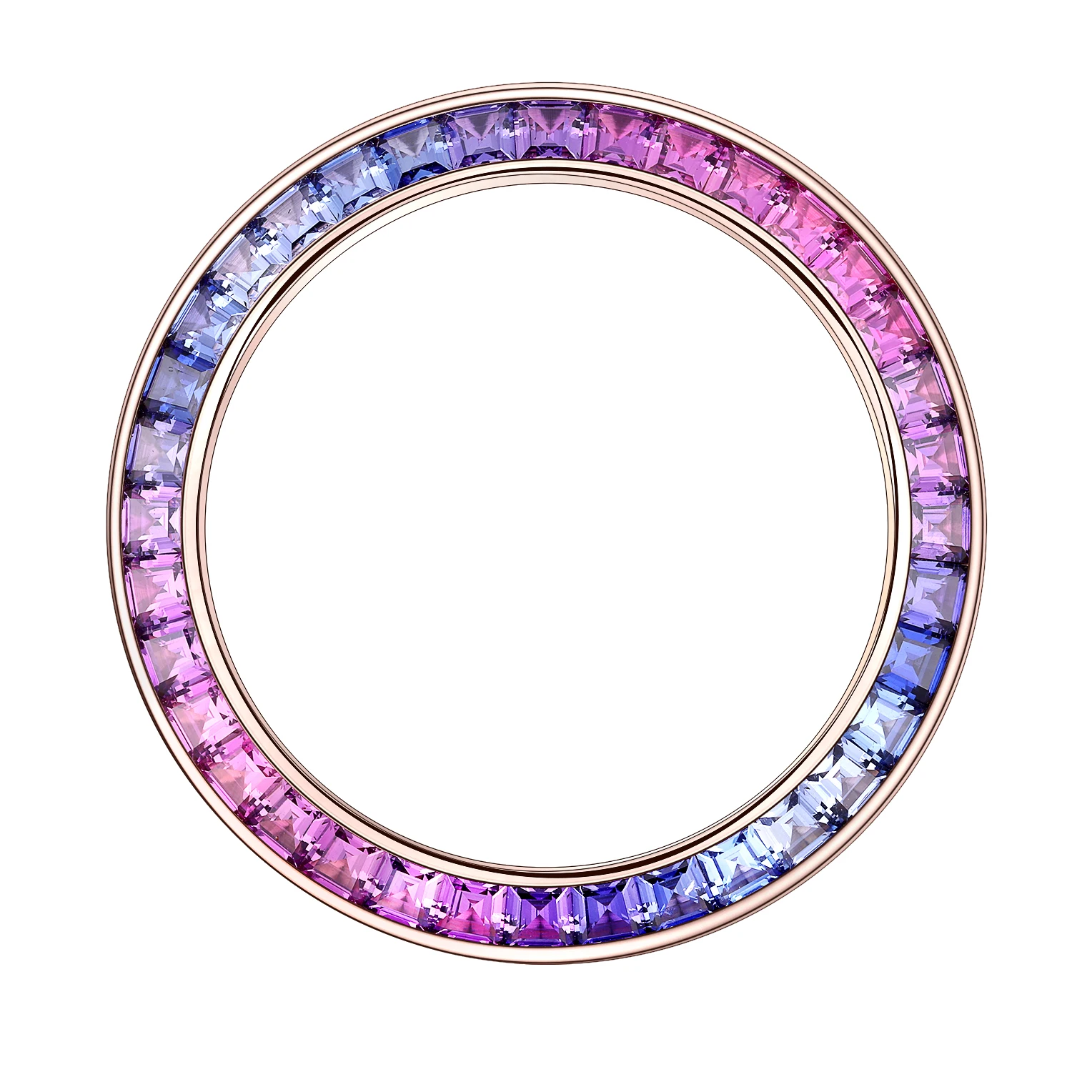 2023ร้อนที่มีสีสันอะไหล่นาฬิกา Gradient Rainbow ไพลินเพชรสังเคราะห์ Moissanite 40Mm Bezel