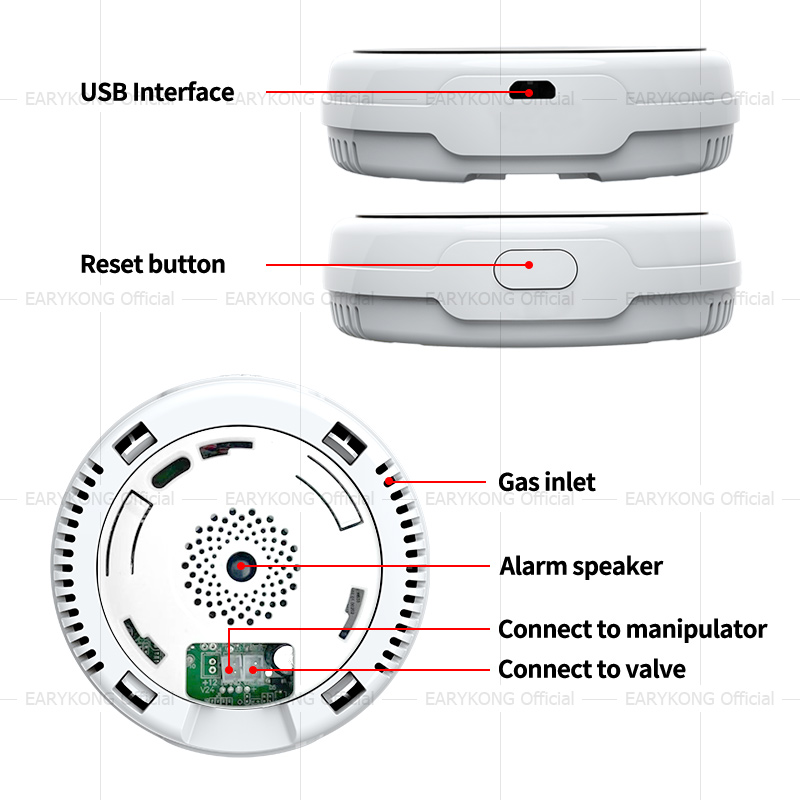 EARYKONG Wifi Sensor de Gás Natural Combustível Doméstico Inteligente Detector de Alarme de Gás GLP Sensor de Vazamento Detectores de Temperatura Wifi