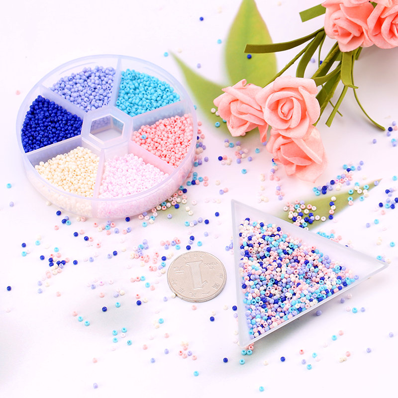 Kit di perline da 2 mm Piccole perline per ricamo artigianale Perline di gioielli in vetro rotonde per creazione di gioielli Collana di braccialetti fatti a mano fai-da-te