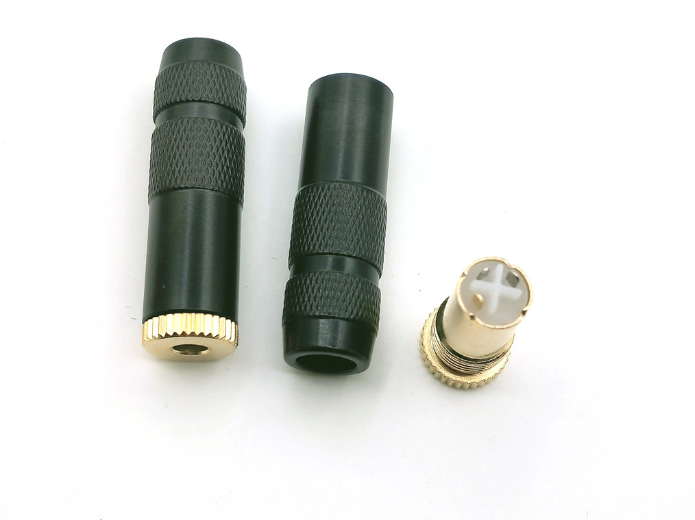 2 Buah Tembaga 3.5Mm 3 Tiang Perempuan/3.5Mm 4 Tiang Perempuan Inline Soket Adaptor Solder