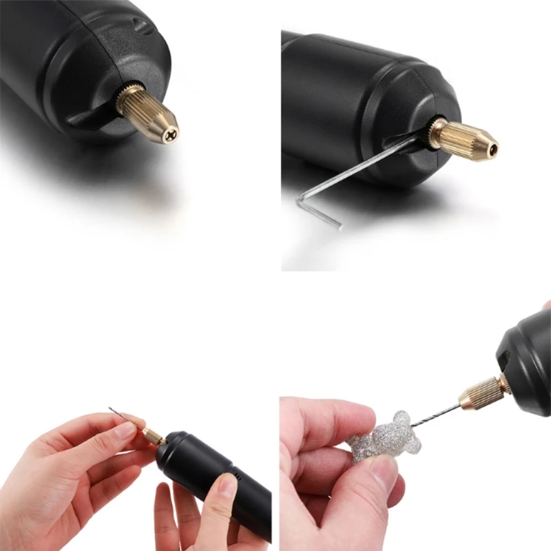 สีดำ USB มินิไฟฟ้าเจาะชุดเจาะบิตสำหรับเรซิ่นไม้พลาสติก Polymer Clay เครื่องประดับจี้ทำอุปกรณ์