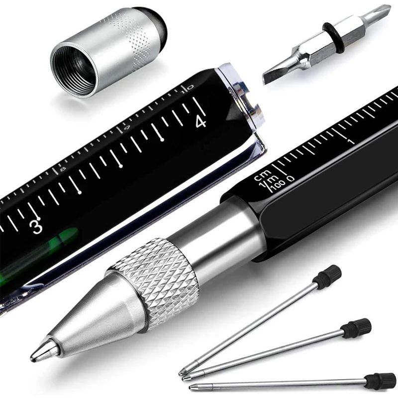 6 In 1 Multi Tool Pen Multifunction Screwdriver Precision Ruler  Caliper Ballpoint Pens for Phone Touch Creativity Level Meter