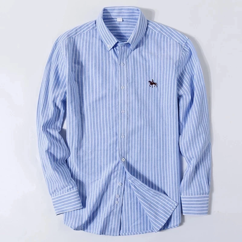 S-7XL 남성용 플러스 사이즈 100% 면 옥스포드 셔츠, 긴팔 캐주얼 슬림핏 드레스 셔츠, 남성 비즈니스 셔츠 상의, 신제품