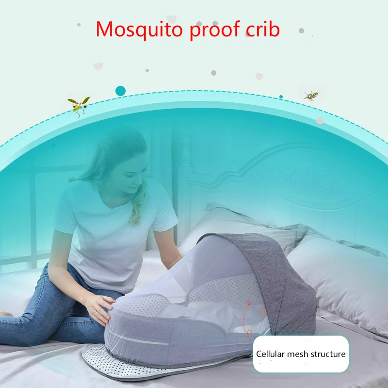 Breathable แบบพกพา Sleeping เตียงเด็กทารกเด็ก Multi-Function ยุง Nest สำหรับทารกแรกเกิดแบบพกพาเปล Bassinet กันชน