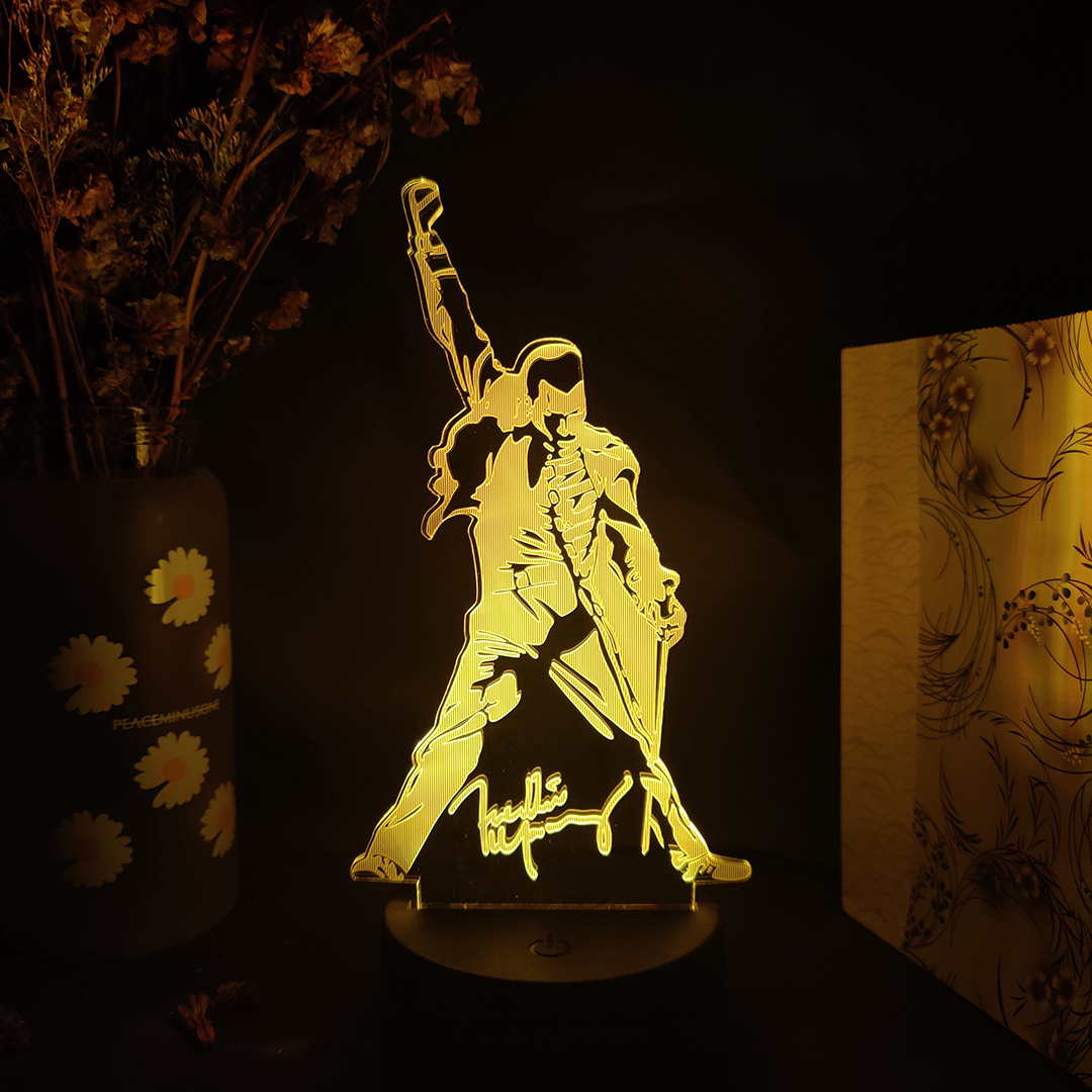 3D Led Night Light Queen Freddie Mercury Figure Color Changing Nightlight Office Bedroom Table Decor Lamp Xmas Gift Desktop Lamp